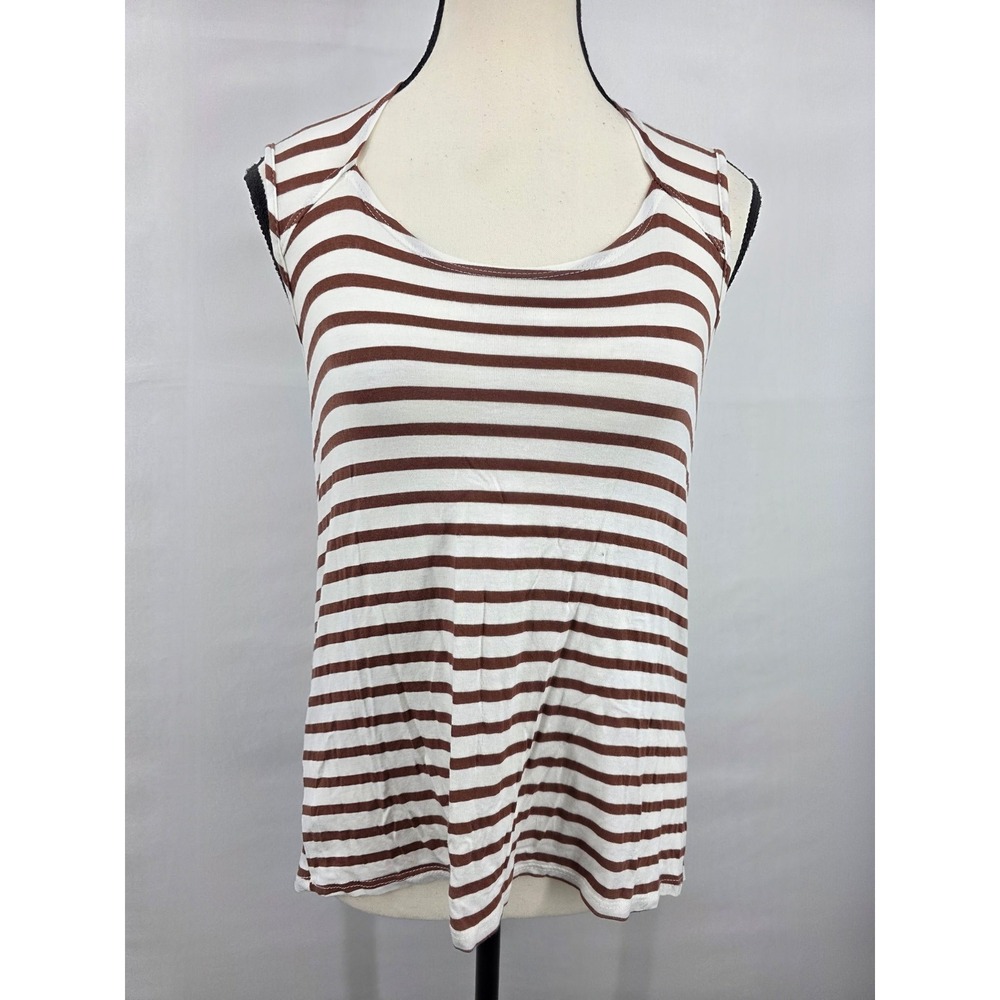 Green Envelope Los Angeles Brown White Striped Tie Back Tank Top Small